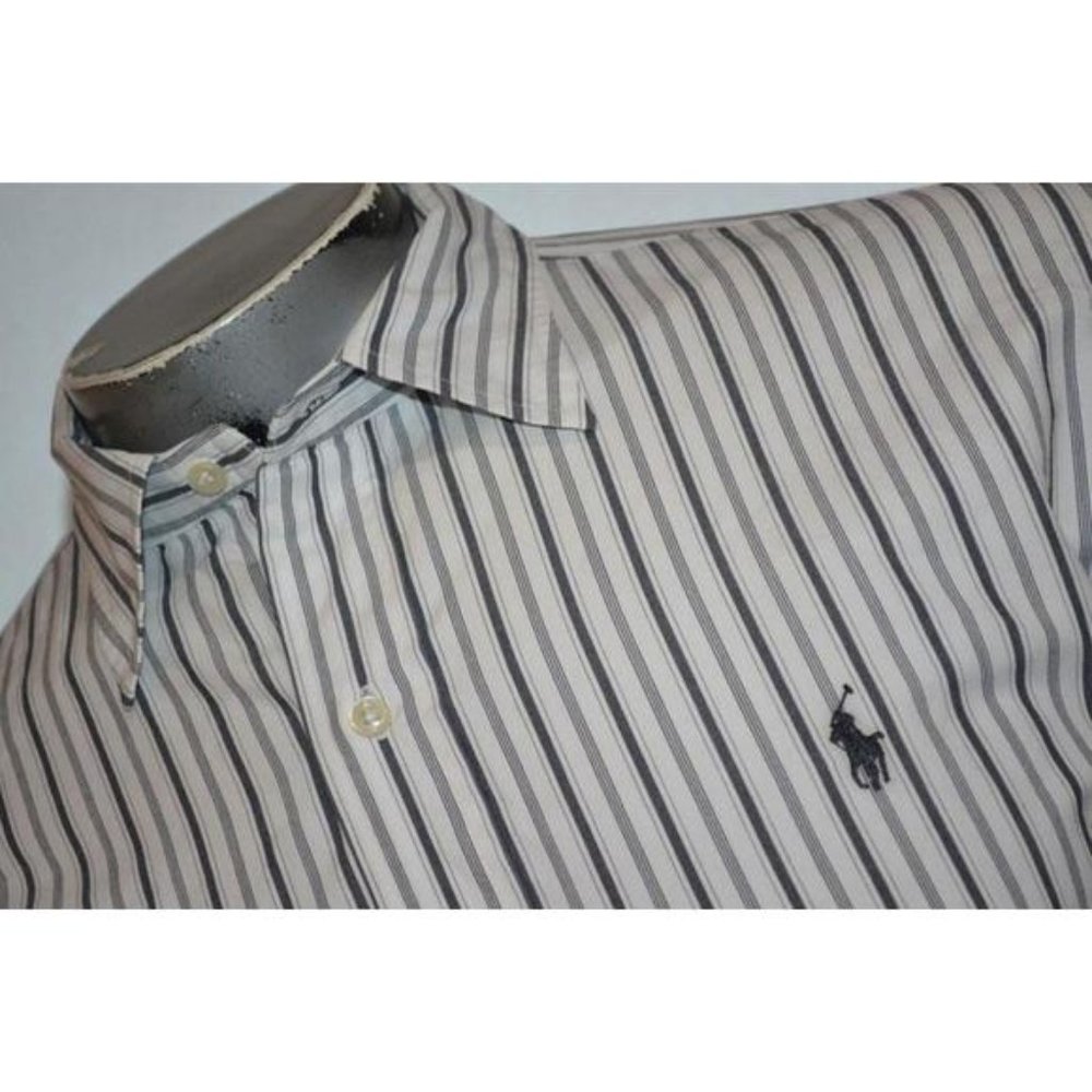 Striped Gray/Black Polo by Ralph Lauren Men's Shirt